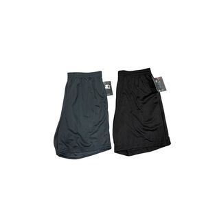 NWT Starter Mens Regular Fit Active Shorts Large Bundle of 2 Black/Gry
